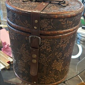 Vintage Floral Embossed Brown Storage Box with Surprises